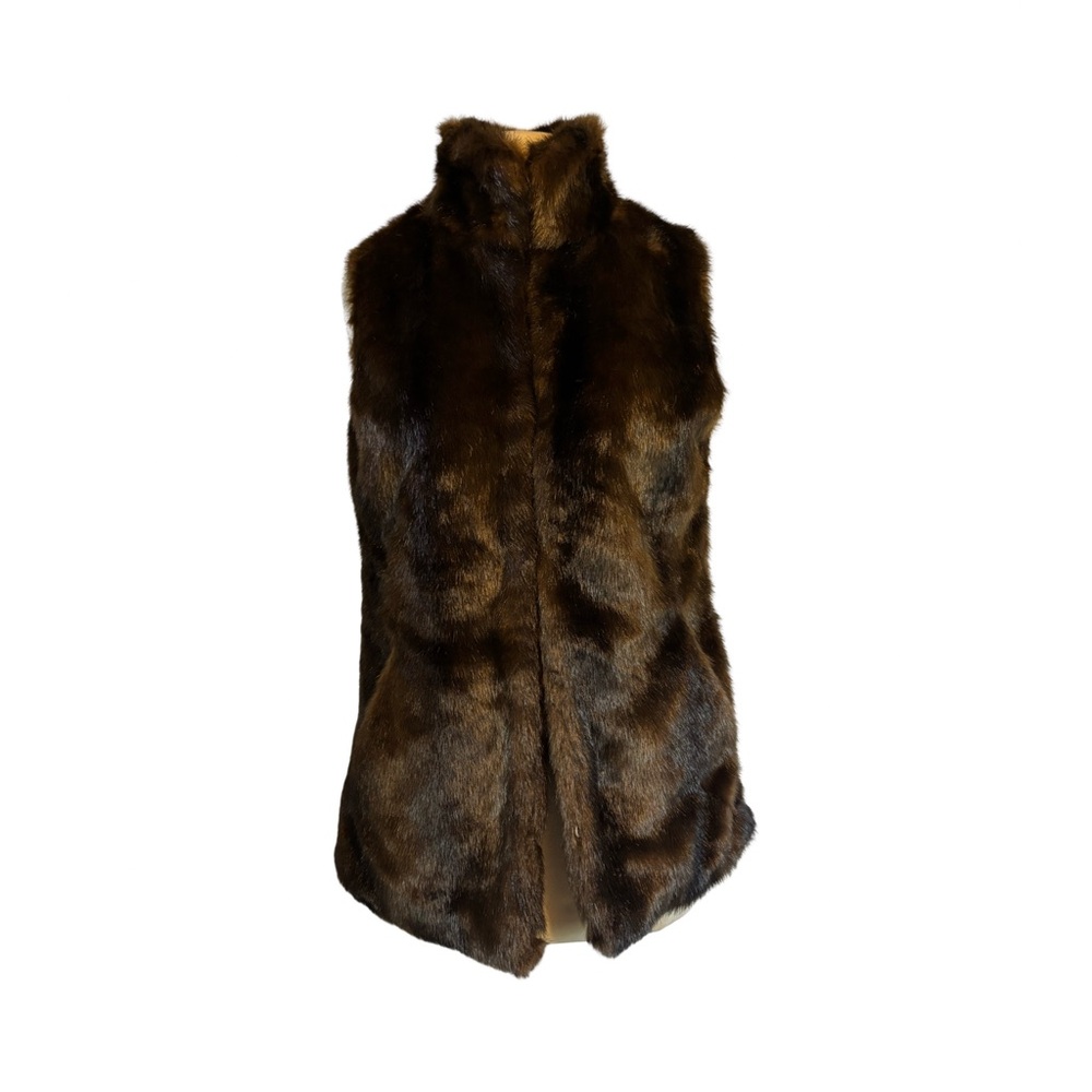 Barneys New York Rich Brown Faux Fur Vest